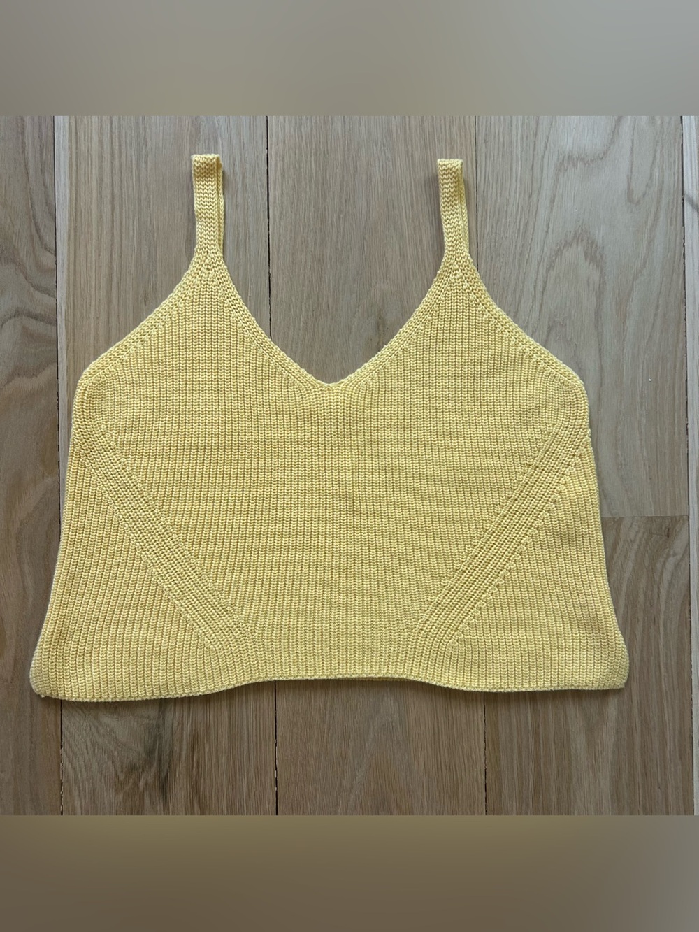 One Grey Day Yellow Knit Crop Tank Top XS